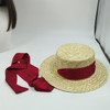 wheat straw Boater Straw Spring Summer Ladies Panama elegant Straw Hat Beach skimmer Hat Women's Summer Sun Hat Sunscreen