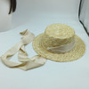 wheat straw Boater Straw Spring Summer Ladies Panama elegant Straw Hat Beach skimmer Hat Women's Summer Sun Hat Sunscreen
