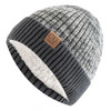 Warm Men's Winter Hat Casual Polyester Fleece Lined Winter Cap Thicken Striped Knitted Beanies Women Men