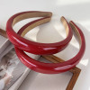 Retro Red Leather Sponge Headband for Woman Fashion Temperament Hair Hoop Wash Face Hair Band Female Party Hair Accessories Gift