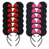 12pcs Mouse Ears Headband Girls Festival Headbands Black Sequin Bowknot Hairband Children Birthday Party Hair Accessories Gift