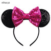 2024 Chic Disney Embroidery Sequin Minnie Ears Headband DOT Bow Hairband Girls Women Party Head Wear Kids DIY Hair Accessories