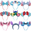 Disney Mickey Mouse Ears Headbands Women Child Party Hair Accessories Lilo Stitch Headband for Girls Kids Sequins Bow Hairbands