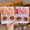 2 Pcs/Set New Children Solid Color Cotton Bowknot Wide Hairband Round Sunglasses Set Baby Girls Sunglasses Kids Hair Accessories