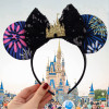 Disney Castle Fireworks Mouse Ears Headband Sequins Bow Girls Cosplay Hairband Adult/Kids Party Gift Children Hair Accessories