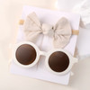 2Pcs/Pack Vintage Kids Summer Bows Headband Round Sunglasses Children Sun Glasses Protection Glasses Baby Hair Accessories