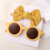 2Pcs/Pack Vintage Kids Summer Bows Headband Round Sunglasses Children Sun Glasses Protection Glasses Baby Hair Accessories