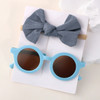 2Pcs/Pack Vintage Kids Summer Bows Headband Round Sunglasses Children Sun Glasses Protection Glasses Baby Hair Accessories