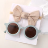 2Pcs/Pack Vintage Kids Summer Bows Headband Round Sunglasses Children Sun Glasses Protection Glasses Baby Hair Accessories