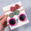 2Pcs/Pack Vintage Kids Summer Bows Headband Round Sunglasses Children Sun Glasses Protection Glasses Baby Hair Accessories