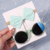 2Pcs/Pack Vintage Kids Summer Bows Headband Round Sunglasses Children Sun Glasses Protection Glasses Baby Hair Accessories