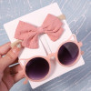 2Pcs/Pack Vintage Kids Summer Bows Headband Round Sunglasses Children Sun Glasses Protection Glasses Baby Hair Accessories