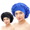 New 2 Pieces Silky Sleep Cap Women's Satin Bonnet Night Elastic Head Cover Hat Curly Hair Nightcap Night Hat Unisex Cap De Nuit