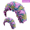 Mommy And Me Bonnet Set Double Layer Silky Sleep Cap African Pattern Print Satin Lined Bonnet Women girl Hair Care Hat Headwrap