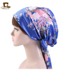 New Women silky satin night sleeping cap head wrap Bowknot Turban Pre Tied Fitted Bandana Chemo cap Nightcap hair loss patients