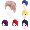 New Women cotton top knotted turban hat bonnet Hijab chemo cap headbands Female Muslim Hat Head Cover Night Cap Hair Accessories