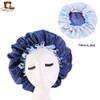 New Reversible Satin Bonnet double layer adjustable size Sleep Night Cap Head Cover Bonnet Hat for For Curly Springy Hair Black