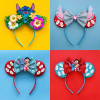 Cartoon Lilo & Stitch Head Band Girls Sequins Bow Hairband Baby Angel Headband Kids Disney Stitch Big Ears Hair Bands Women Gift