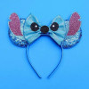 Cartoon Lilo & Stitch Head Band Girls Sequins Bow Hairband Baby Angel Headband Kids Disney Stitch Big Ears Hair Bands Women Gift