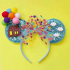 Blue Ears Stitch Headwear Women Disney Angel Hair Accessories Kids Lilo & Stitch Headbands Baby Sequins Feather Head Band Girls