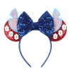 Blue Ears Stitch Headwear Women Disney Angel Hair Accessories Kids Lilo & Stitch Headbands Baby Sequins Feather Head Band Girls