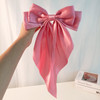 Elegant Bow Ribbon Hair Clip for Women Fashion Solid Satin Spring Clip Simple Hairpin Headband with Clips Girls Hair Accessories