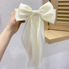 Elegant Bow Ribbon Hair Clip for Women Fashion Solid Satin Spring Clip Simple Hairpin Headband with Clips Girls Hair Accessories