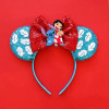 Lilo & Stitch Hair Accessories Girls Pink Bow Hairbands Baby Disney Angel Headwear Kids Cosplay Lilo Sequins Head Band Women