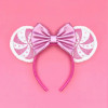 Pink Bow Hair Accessories Pearl Minnie Mouse Hairbands Kids Cosplay Mickey Headband Baby Anime Headwears Women Disney Hair Bands