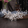 Silver Color Pearls Crystal Tiaras Hair Combs For Wedding Hair Accessories Bridal Hair Jewelry Elegant Headpiece Women Clips