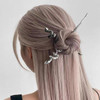 Women's Hairpin Straight Curved Metal Hair Stick Pin Chinese Style Headdress Elegant Jewelry Accessories Wedding Party Headwear
