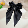 Elegant Ribbon Bow Hair Clips Fashion Simple Solid Satin Spring Clip Hair Pin Retro Headband with Clips Girls Hair Accessories