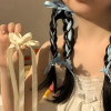 2Pcs/Set Braided Bows Hair Clips Ribbons Double Ponytails Cute Headwear Fashionable Hair Accessories