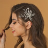 Silver Color Crystal Hairpin Rhinestone Flower Leaf Hair Pin Clip For Women Bride Bridal Wedding Hair Accessories Jewelry Pin