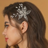 Silver Color Crystal Hairpin Rhinestone Flower Leaf Hair Pin Clip For Women Bride Bridal Wedding Hair Accessories Jewelry Pin