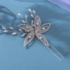 Silver Color Crystal Hairpin Rhinestone Flower Leaf Hair Pin Clip For Women Bride Bridal Wedding Hair Accessories Jewelry Pin