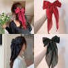 Korean Red Bow Ribbon Hair Clip Women's Cute and Charming Side Clip Banquet Jewelry Accessories