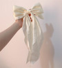 Korean Red Bow Ribbon Hair Clip Women's Cute and Charming Side Clip Banquet Jewelry Accessories