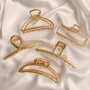 New Korea Trendy Geometric Square Gold Color Stainless Steel Hair Claw Cross Hairclip Hairpin Headwear Women Hair Accessories