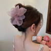 Fashion Mesh Tulle Large Bow Grab Clip Elegant Retro Female Net Yarn Ponytail Braid Claw Clip Hair Accessories Gift Headdress