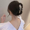 New Black Leaf Rhinestone Hair Claw Morning Glory Crystal Hair Clip Exquisite Elegant Women's Hair Grip Clip Hair Accessoires