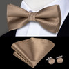 Hi-Tie Brand Silk Pre-tied Men's Bow Tie Hanky Cufflinks Set Bowtie for Male Jacquard Solid Paisley Floral Wedding Business Gift