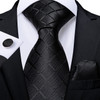 White Men's 8cm Tie Set Plaid Solid Business Formal Suits Accessories Neck Tie Set Handkerchief Cufflinks Groom Gift for Men