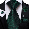 Green and Golden Paisley Silk Ties for Men Brooch Pin Handkerchief Cufflinks Business Wedding Party Suits Groom Accessories Gift