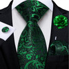 Green and Golden Paisley Silk Ties for Men Brooch Pin Handkerchief Cufflinks Business Wedding Party Suits Groom Accessories Gift