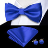 Navy Royal Sky Blue Silk Mens Bow Tie Hankerchief Cufflinks Set Pre-tied Butterfly Knot Bowtie for Male Wedding Business Office