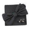 3PC Mens Bowtie Set Fashion Dot Solid Polyester Bow Tie Handkerchief Cufflinks Bar Party Wedding Business Daily Wear Accessories