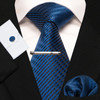 8cm Silk Mens Ties Green Black Ties plaid stripe NeckTie Pocket Square Cufflinks Tie clips Set Men's Wedding business Party Tie