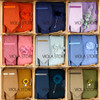 Viola Design 5PCS Gift Box Solid Cotton Sock Tie Sets Clip Pin Cufflinks Hanky Colorful Men Wedding Party Daily Cravat Accessory