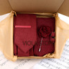 Viola Design 5PCS Gift Box Solid Cotton Sock Tie Sets Clip Pin Cufflinks Hanky Colorful Men Wedding Party Daily Cravat Accessory